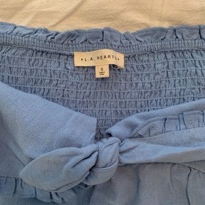 LA Hearts strapless tie front top